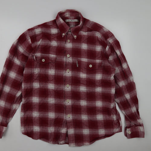 Ben Sherman Men's Red Plaid Long Sleeve Shirt M