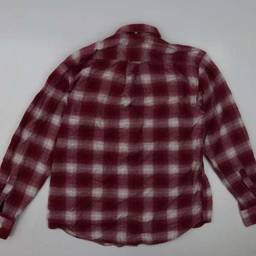 Ben Sherman Men's Red Plaid Long Sleeve Shirt M