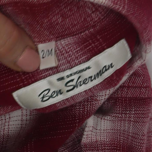 Ben Sherman Men's Red Plaid Long Sleeve Shirt M