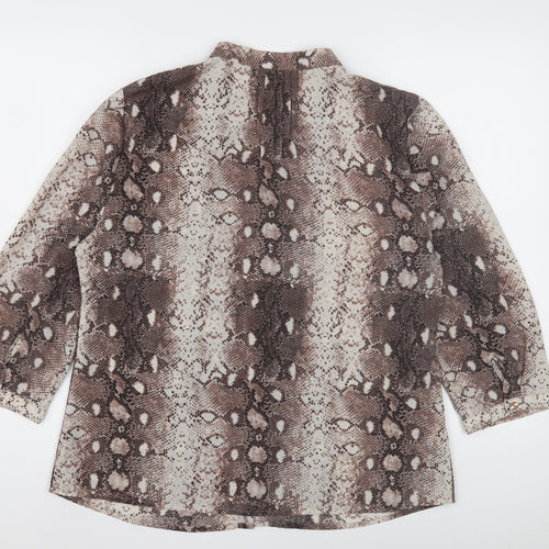 CC Women's Brown Animal Print Blouse, Size 14, Casual