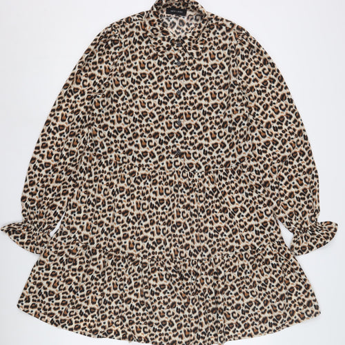 New Look Women's Leopard Print Shirt Dress Size 6