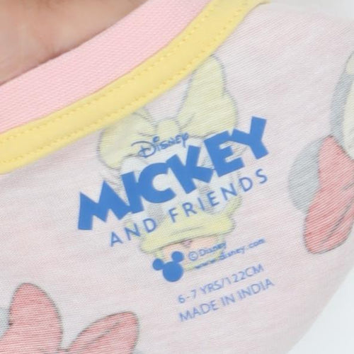 Disney Girls Pink Pyjama Set, Mickey & Friends, 6-7 Years