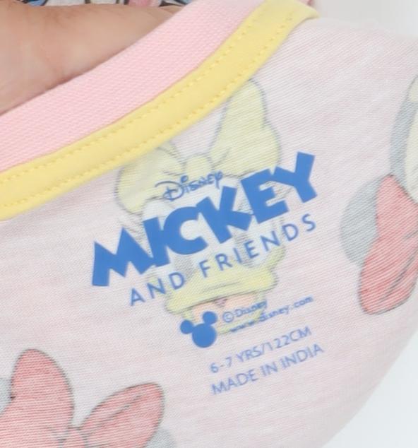 Disney Girls Pink Pyjama Set, Mickey & Friends, 6-7 Years