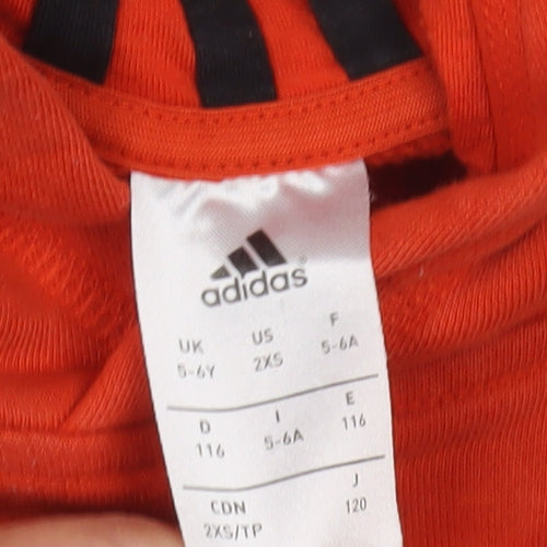 Adidas Boys Orange Hoodie, 5-6 Years, Casual Sportswear