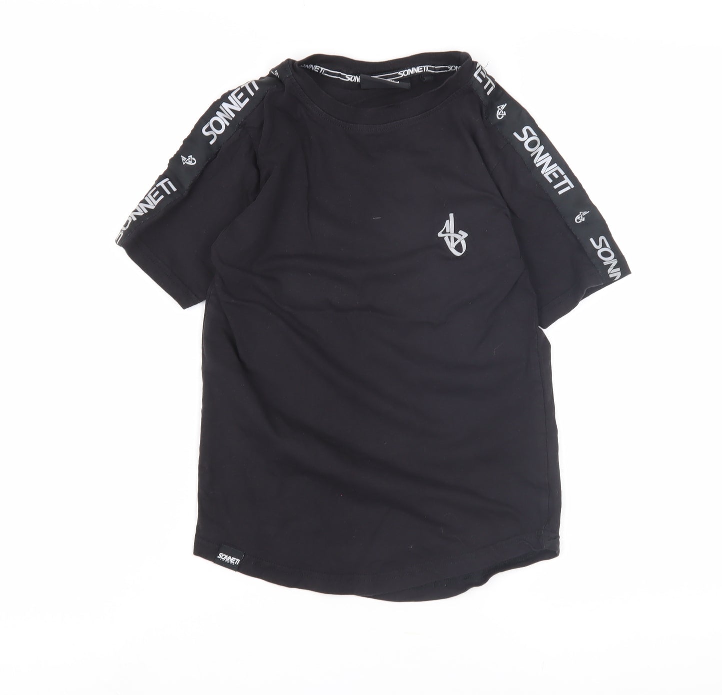 Sonneti Boys Black T-Shirt, 8-10 Years, Regular Fit, Logo Accents