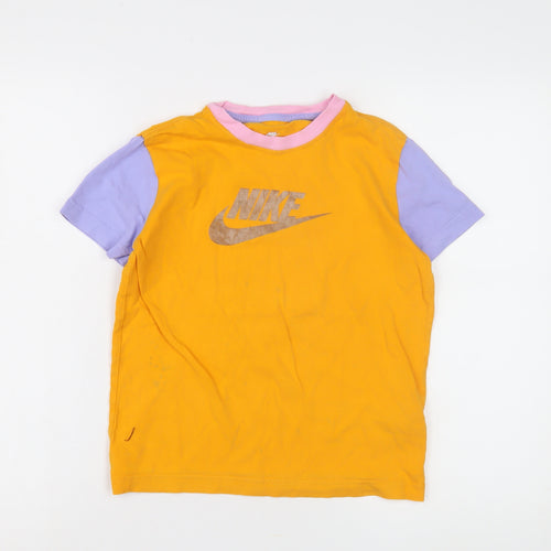 Nike Girls Yellow T-Shirt, 9-10 Years, Relaxed Fit, Sports