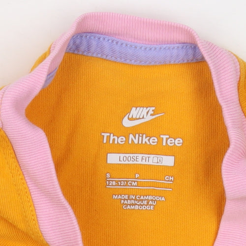 Nike Girls Yellow T-Shirt, 9-10 Years, Relaxed Fit, Sports