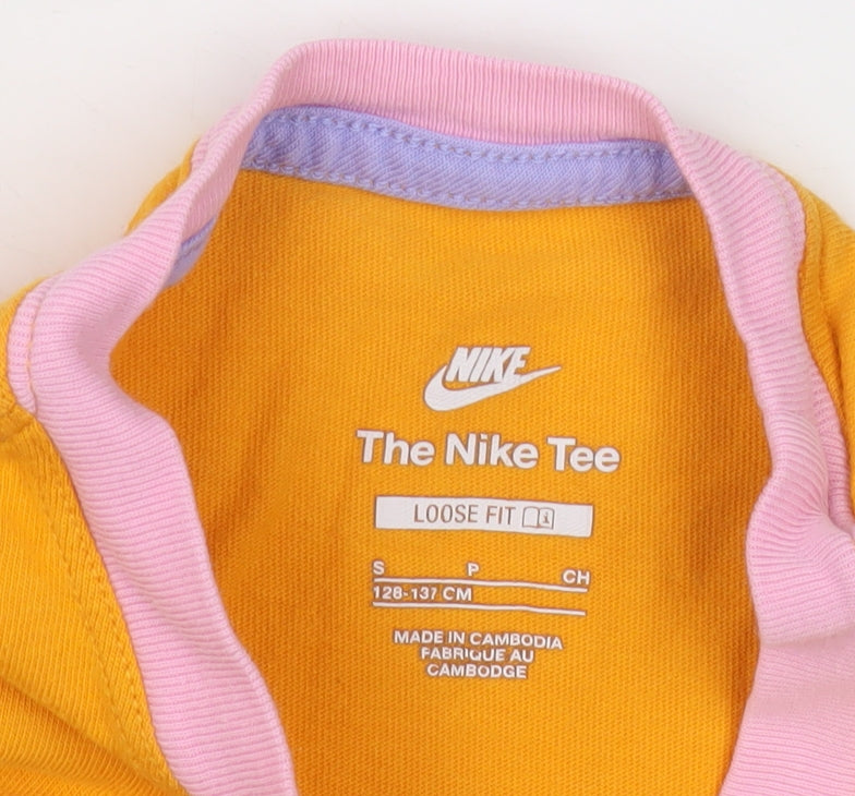 Nike Girls Yellow T-Shirt, 9-10 Years, Relaxed Fit, Sports