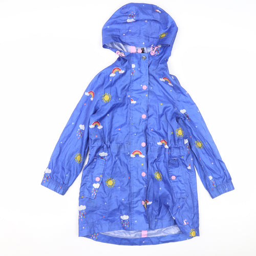 Joules Girls Blue Rainbow Rain Coat, Size 6 Years