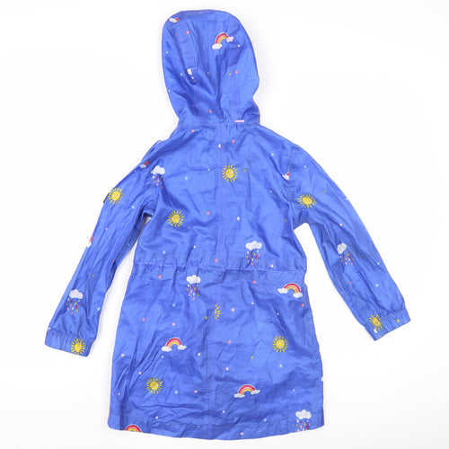 Joules Girls Blue Rainbow Rain Coat, Size 6 Years