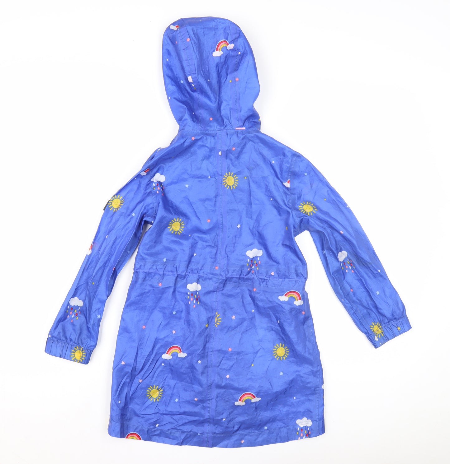 Joules Girls Blue Rainbow Rain Coat, Size 6 Years