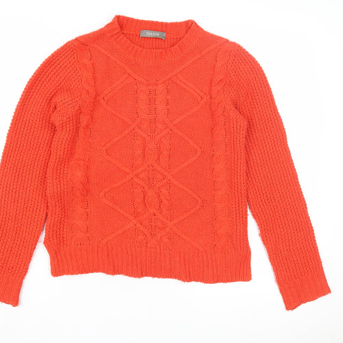 Oasis Women's Orange XS Cable-Knit Pullover Jumper