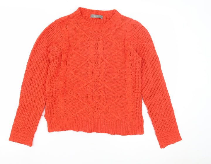 Oasis Women's Orange XS Cable-Knit Pullover Jumper