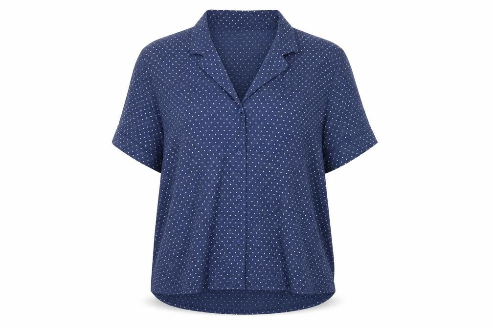 Front view of GapBody Women's Blue Polka Dot Pyjama Top L