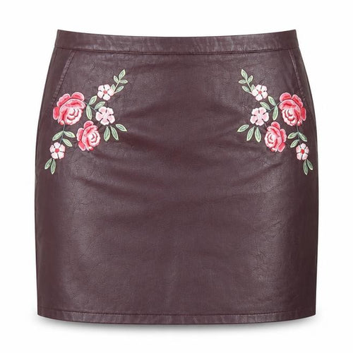 New Look Women's Purple Embroidered Pencil Skirt - Size 14