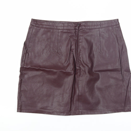 New Look Women's Purple Embroidered Pencil Skirt - Size 14