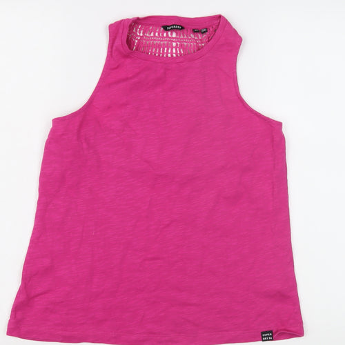Superdry Women's Pink Tank Top UK 10 with Crochet Detail