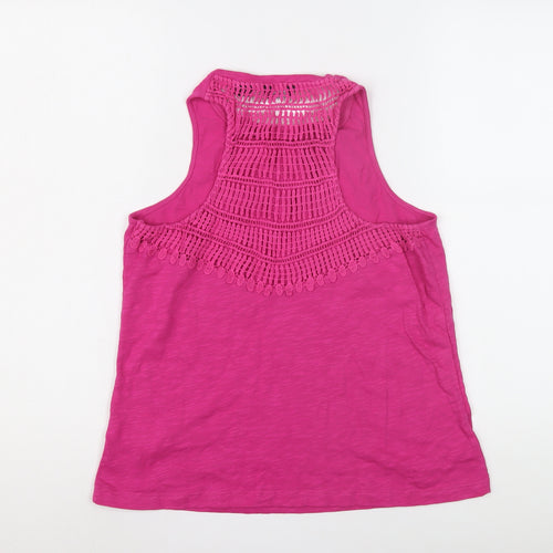 Superdry Women's Pink Tank Top UK 10 with Crochet Detail