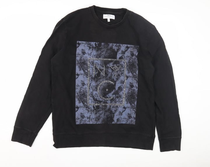 Next Men's Black Graphic Print Sweatshirt L