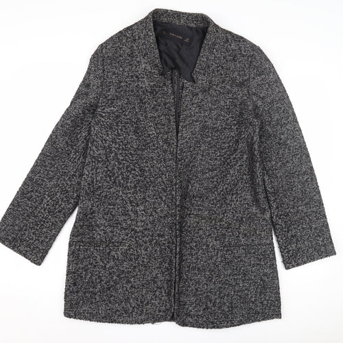 Zara Basic Women's Black Wool Overcoat, Size L, Collared