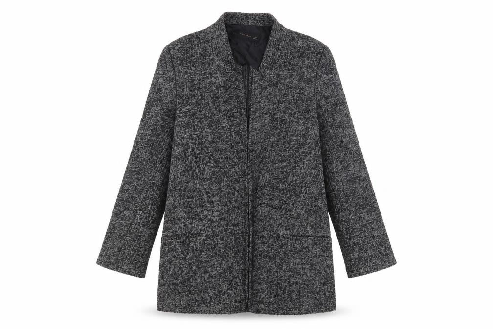 Zara Basic Women's Black Wool Overcoat, Size L, Collared