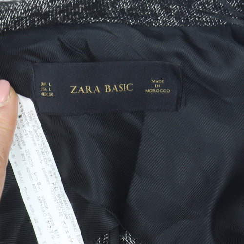 Zara Basic Women's Black Wool Overcoat, Size L, Collared