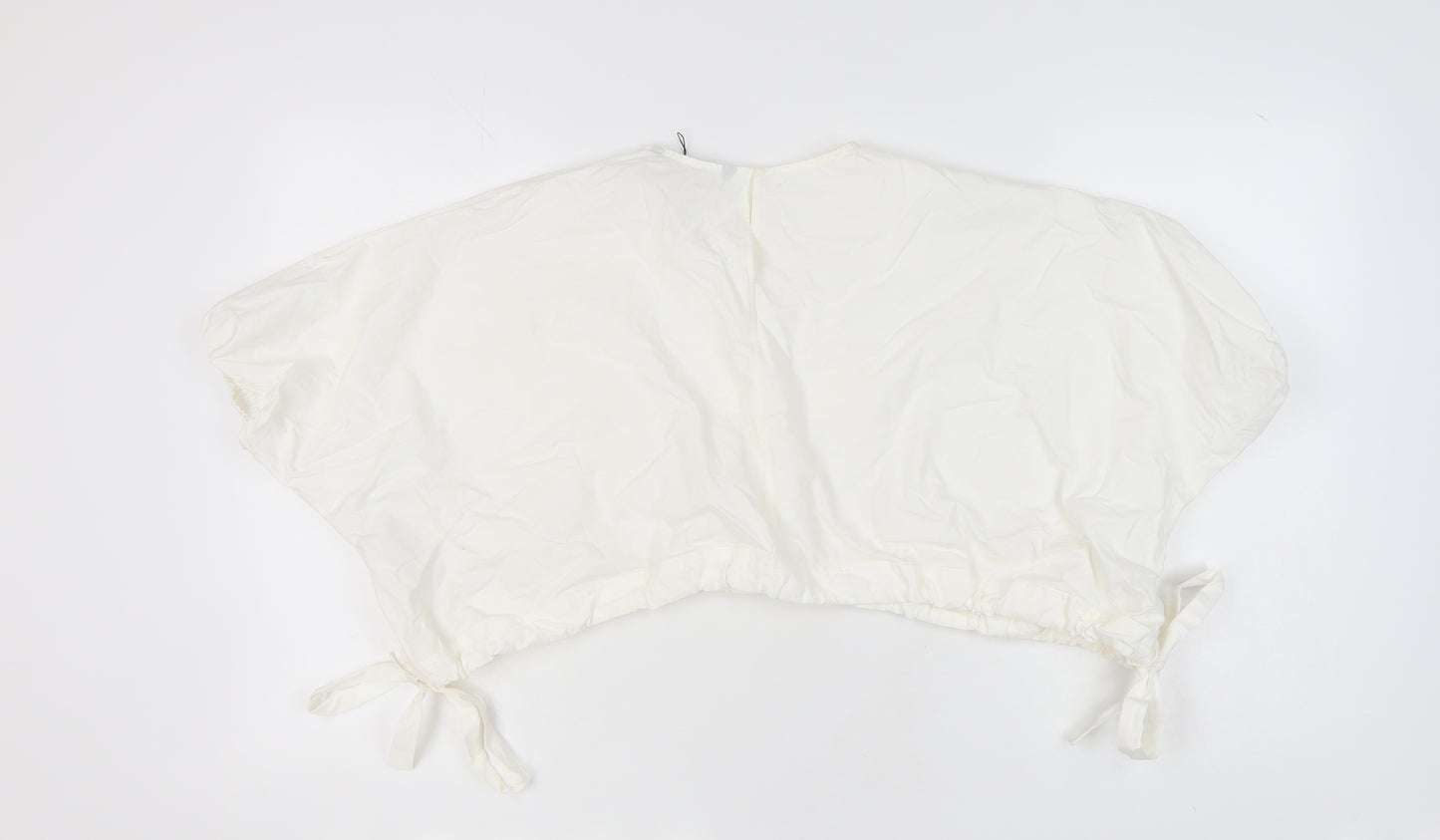 Zara Women's White Cotton Top, Size L, Round Neck