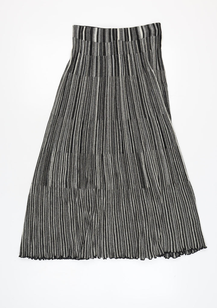 United Colors of Benetton Women's Grey Cotton Blend Striped Pleated Midi Skirt Size XS
