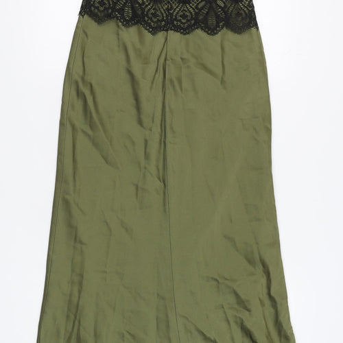 Selina Women's Black & Green Slip Dress, Size 12 V-Neck