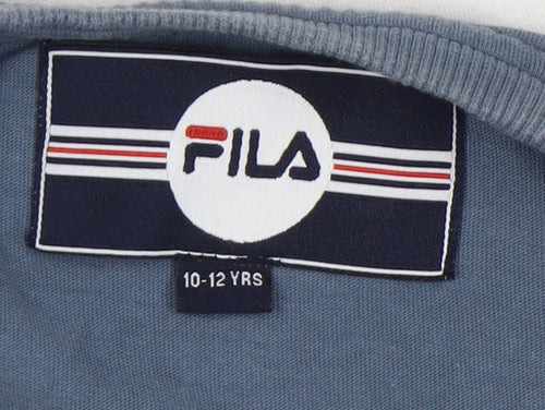 FILA Boys Colourblock T-Shirt Blue Red White 10-12 Years