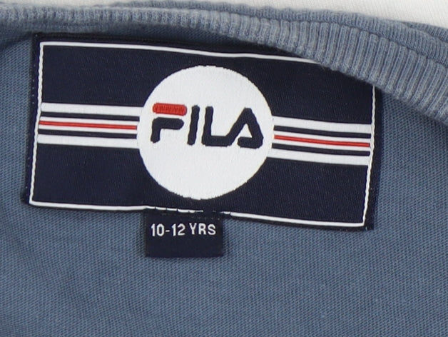 FILA Boys Colourblock T-Shirt Blue Red White 10-12 Years