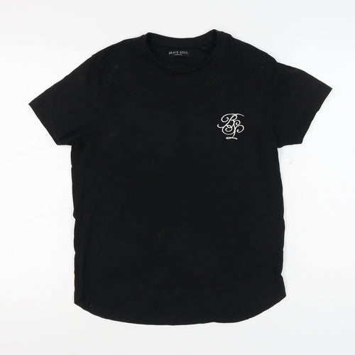 Brave Soul Boys Black Basic Logo T-Shirt - S