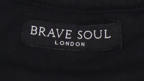 Brave Soul Boys Black Basic Logo T-Shirt - S