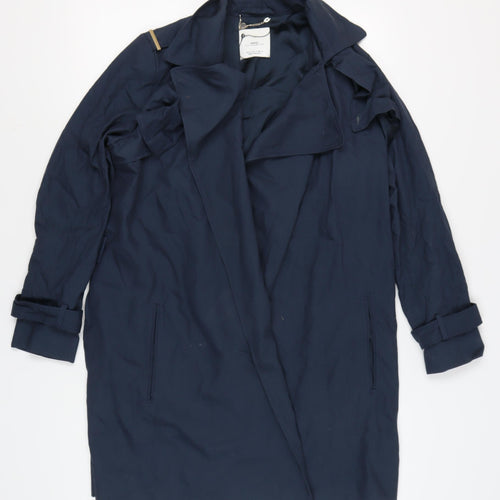 MNG Women's Blue Long Coat Size M Belted