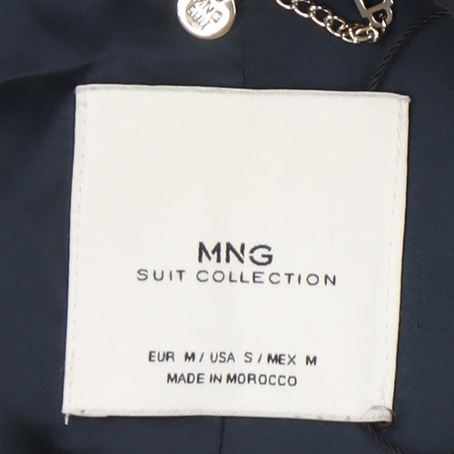 MNG Women's Blue Long Coat Size M Belted
