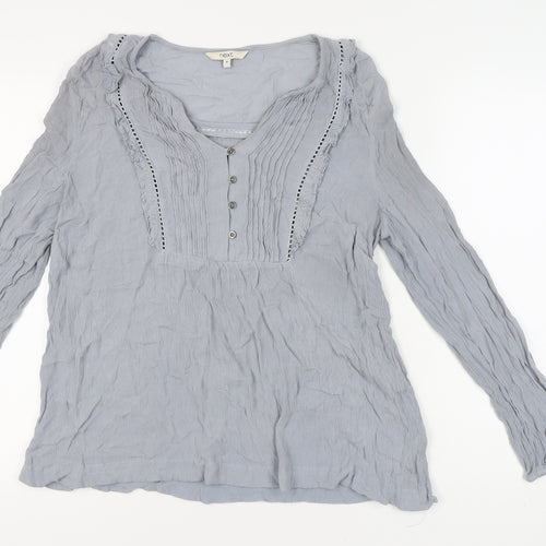Next Women's Grey V-Neck Blouse Long Sleeve Size 16