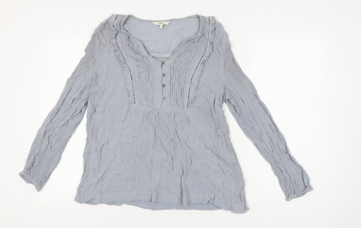 Next Women's Grey V-Neck Blouse Long Sleeve Size 16