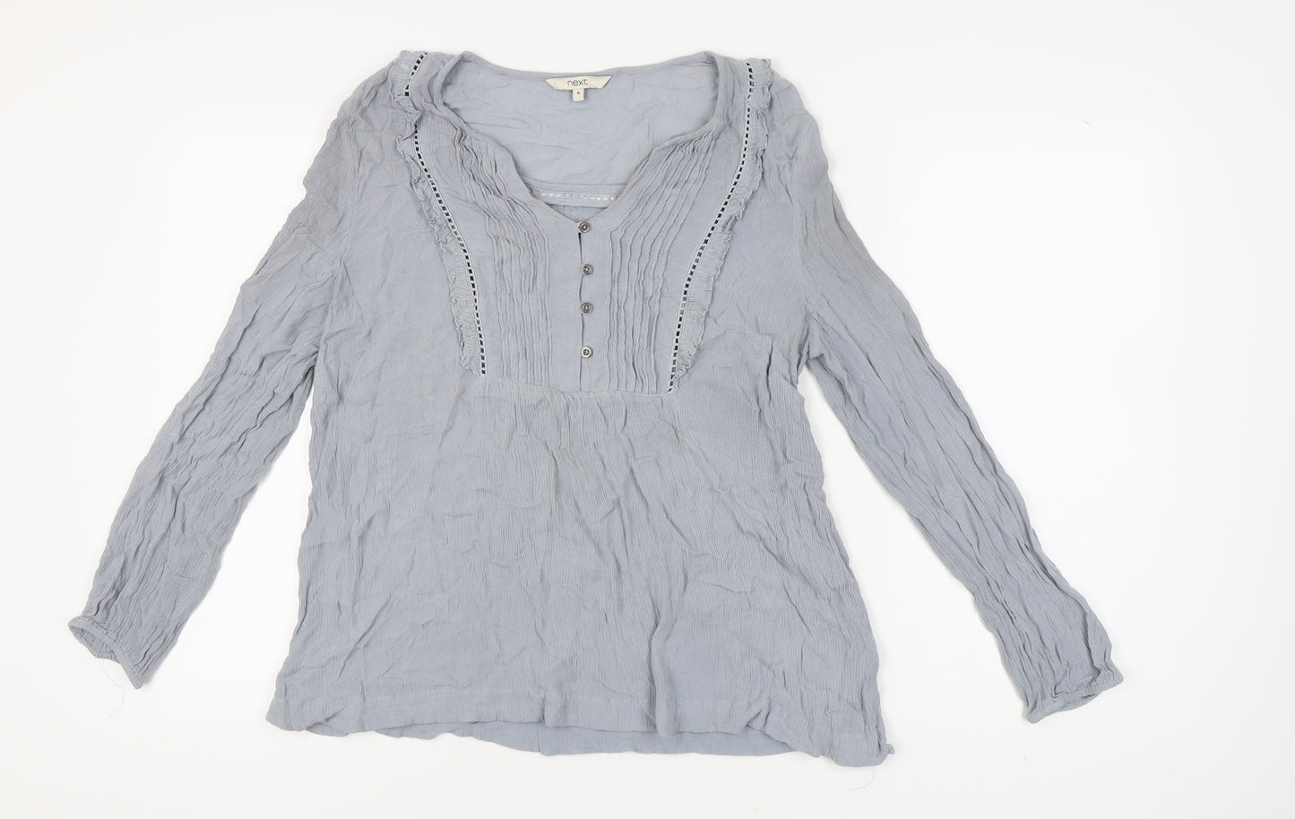 Next Women's Grey V-Neck Blouse Long Sleeve Size 16