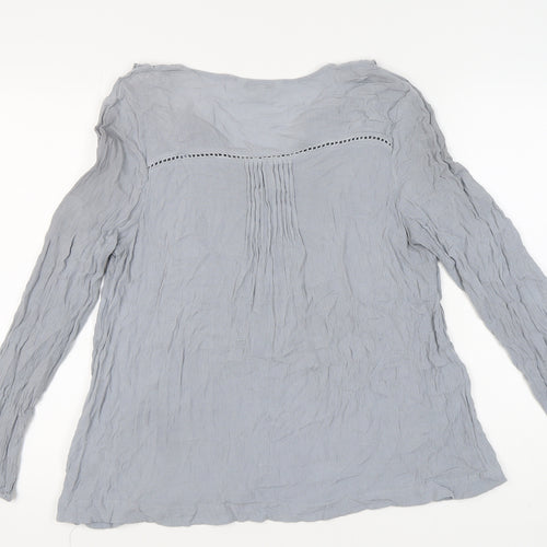 Next Women's Grey V-Neck Blouse Long Sleeve Size 16