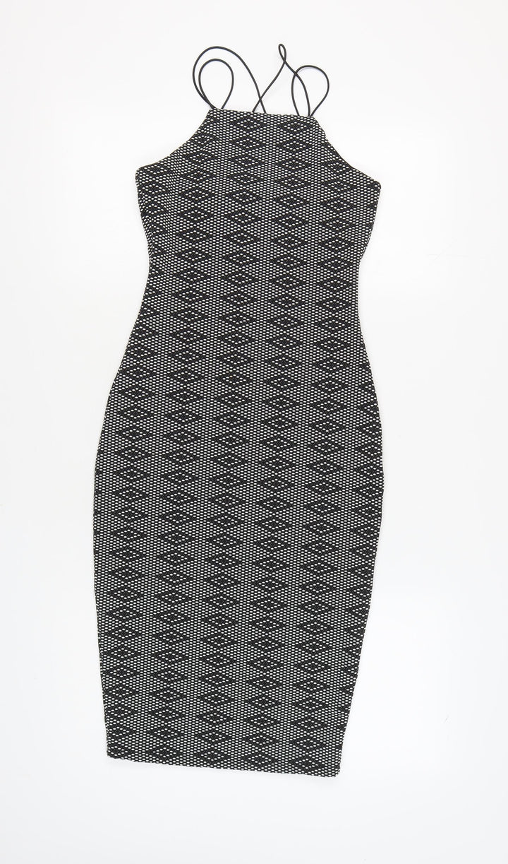 River Island Women's Black Halter Bodycon Dress - Size 8