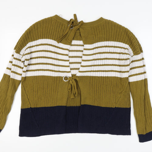 Next Women's Green Striped Pullover Jumper Size 8