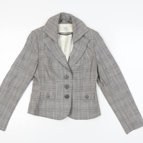 Next Women's Grey Petite Blazer, Size 8, Checked