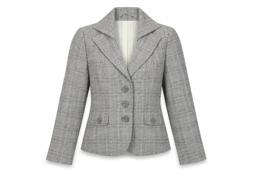 Next Women's Grey Petite Blazer, Size 8, Checked