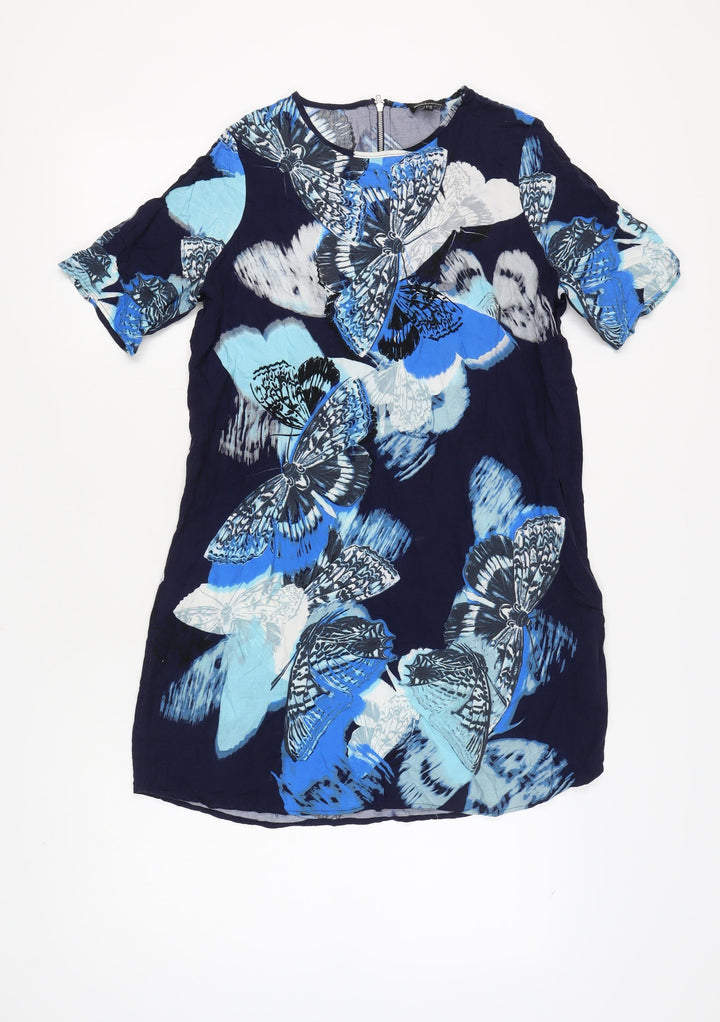Warehouse Women's Blue Floral Half Sleeve Dress