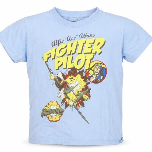 Mission Hero Boys Blue Fighter Pilot Graphic T-Shirt 9-10 Years