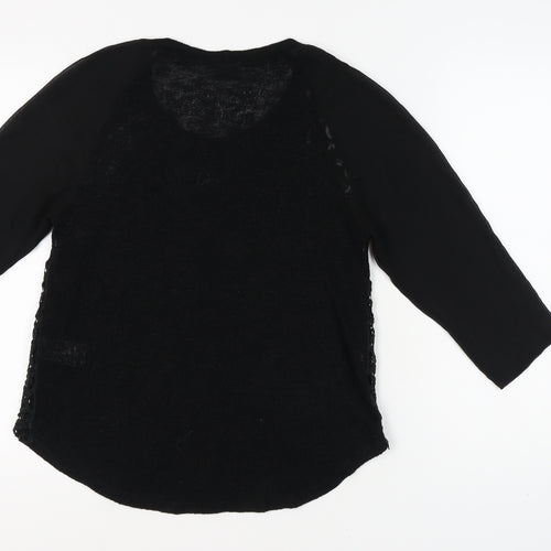 Pins and Needles Women's Black Crochet Accent Top S