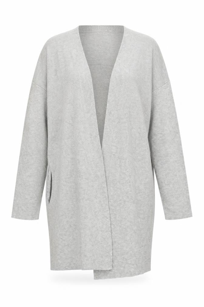 Front view of Warehouse Women's Grey Cardigan -, size S
