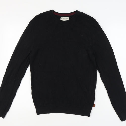Racing Green Men's Black Cotton Pullover Jumper Size L