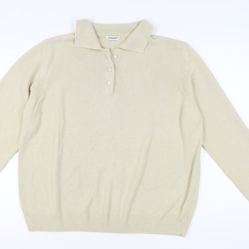 Damart Women's Beige Collared Full Zip Jumper, Size M