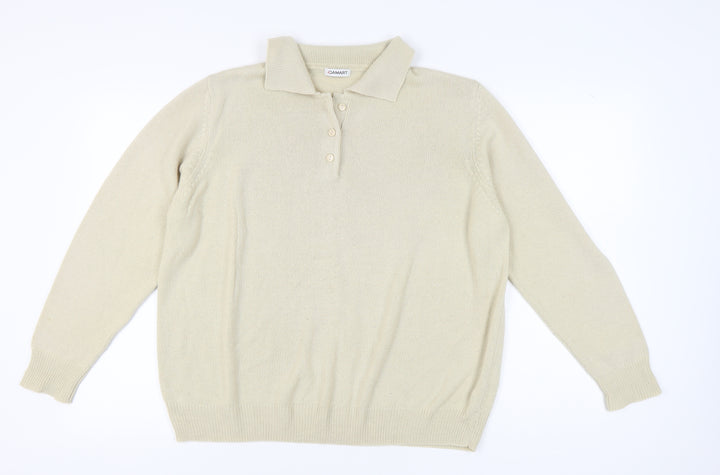 Damart Women's Beige Collared Full Zip Jumper, Size M